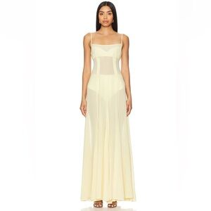Elegant Sheer Yellow Maxi Dress